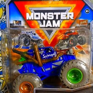 Salvager Toy Truck - Blue and Orange Monster JAM 1/64